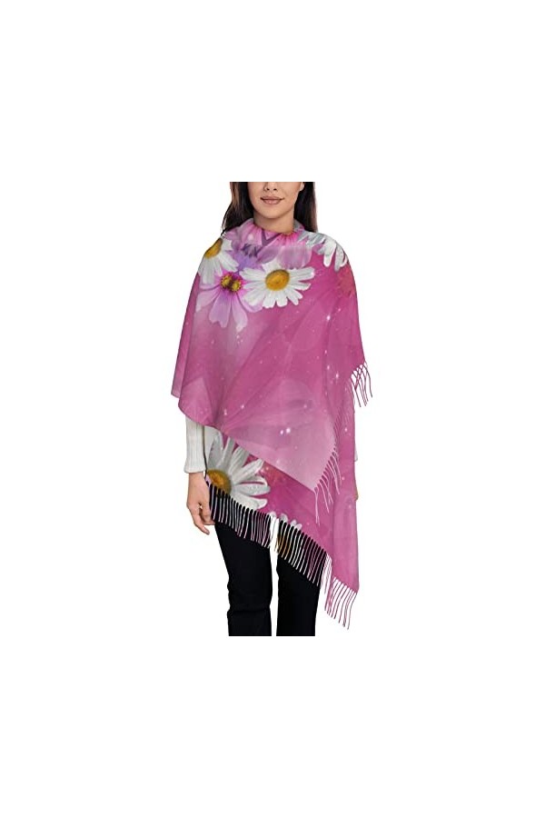 ASEELO Écharpe pour femme avec motif tournesol et drapeau américain - Longue écharpe pashmina dhiver chaude pour femme, Cute