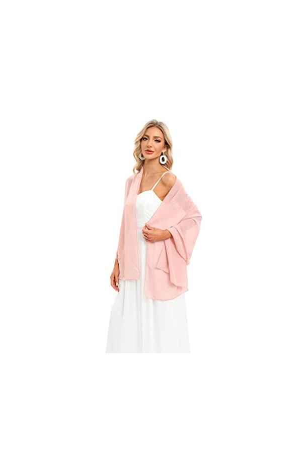 Dresstells Femme pashmina châle écharpe étole en mousseline polyester printemps/été,Blush,190cm×70cm