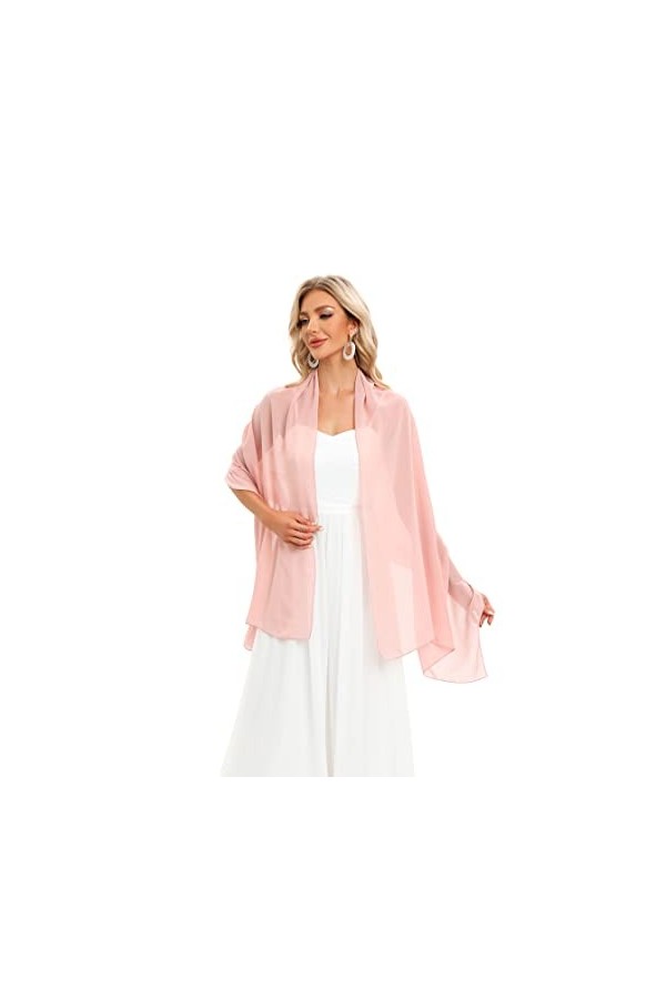 Dresstells Femme pashmina châle écharpe étole en mousseline polyester printemps/été,Blush,190cm×70cm