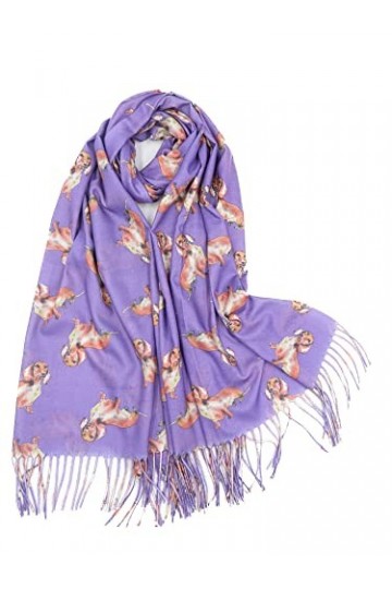 Claudia & Jason® Foulard pashmina double face Motif chien saucisse, lilas, 180*70CM