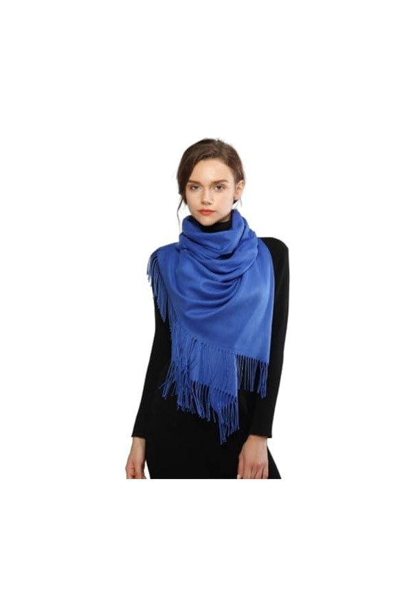 Keepwin Écharpe pashmina douce unie unie pour femme - Col chaud avec franges, Rouge, taille unique