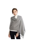 Keepwin Écharpe pashmina douce unie unie pour femme - Col chaud avec franges, Rouge, taille unique