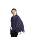 Keepwin Écharpe pashmina douce unie unie pour femme - Col chaud avec franges, Rouge, taille unique