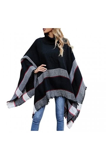 Cape châle en pashmina doux pour femme - Étole - Pull - Toucher cachemire - Châles et écharpes pour femmes, 3 - Noir, M