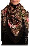 LissKiss Black Tzarsky Slavonic Russian Folk Style Shawl - Noir ?charpe Taille Unique - 110cm x 110cm