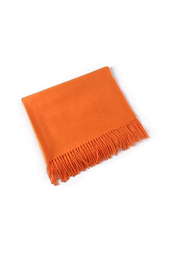 MMYOMI Femmes Hommes Amoureux Unisexe 100% Super Soft Plaid Solid Cashmere Scarf Wrap Shawl Orange 