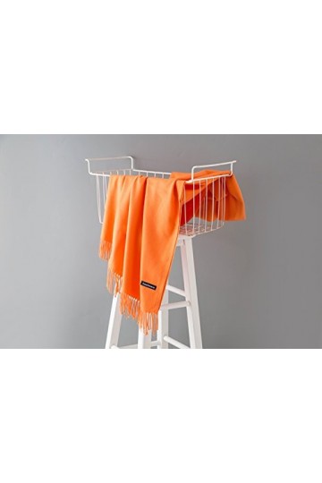 MMYOMI Femmes Hommes Amoureux Unisexe 100% Super Soft Plaid Solid Cashmere Scarf Wrap Shawl Orange 