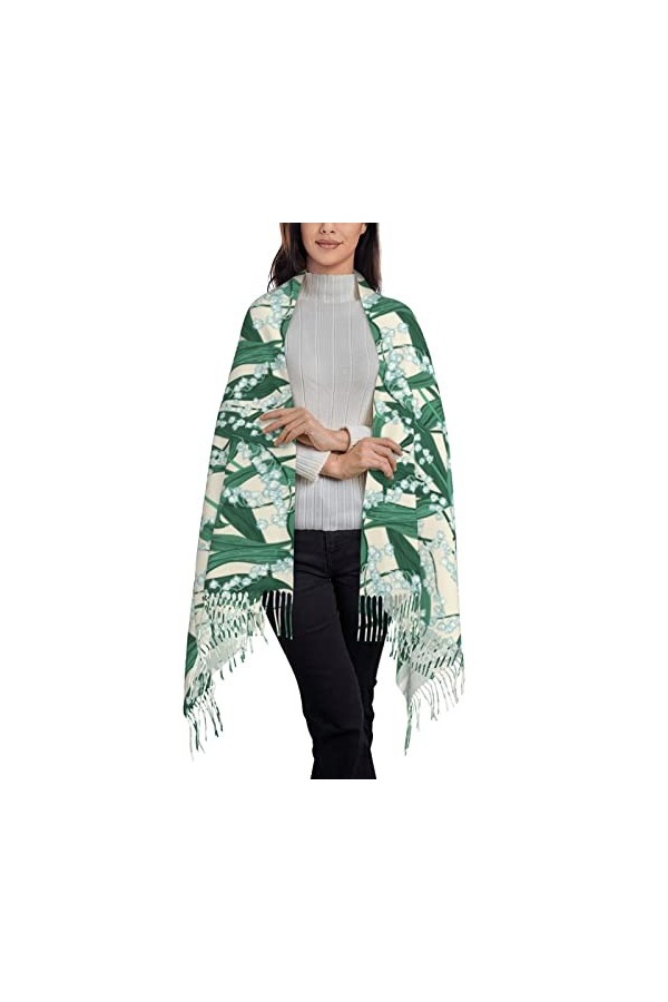 ANGYANG Écharpe Chaude Muguet Grandes Châles Doux Au Toucher Cachemire Wraps Etole Légère 192x75 cm