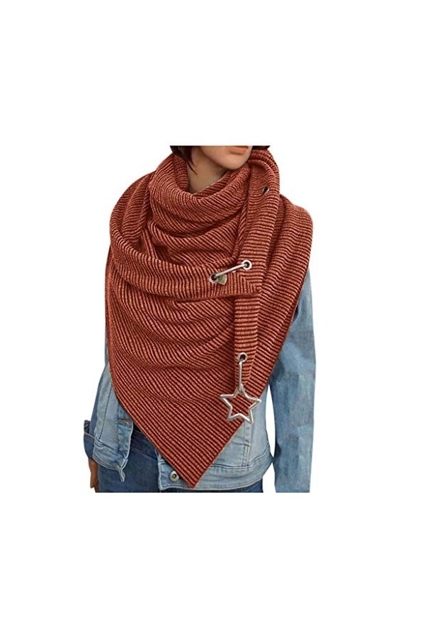 Écharpe Triangle Femme Hiver Chaud Écharpe Femme Chic Élégant Avec Bouton Foulards Personnalisée Imprimé Décontracté Vintage 