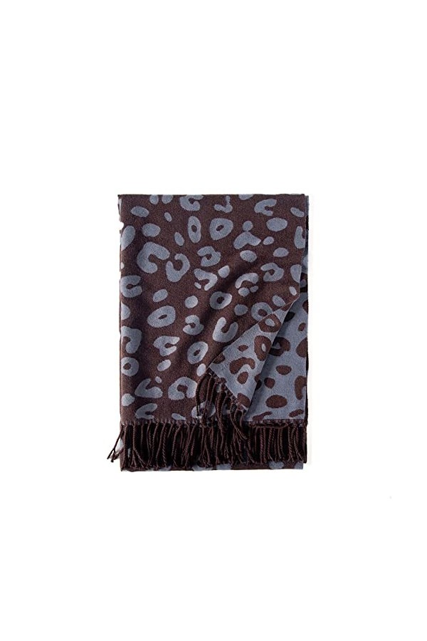 XYUAN Echarpes Et Foulards Femme,Gland Étole pour Femmes Chaud Laine Artificielle Châle Hiver Imprimé Léopard Écharpe Dames L
