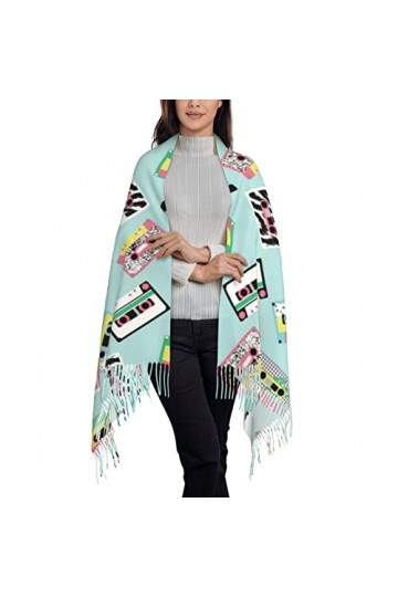 TheEcoWay Écharpe à pampilles classique à cassette pour femme, grand châle doux au toucher cachemire, étole légère 197x72 cm