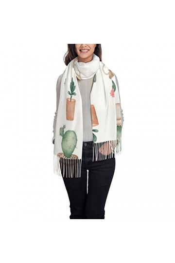 TheEcoWay Écharpe à pampilles pour femmes, plante Cactus, grand châle doux au toucher cachemire, étole légère, 197x72 cm