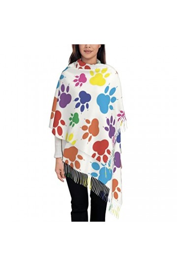 TheEcoWay Écharpe à pampilles Vintage imprimé patte pour femmes, grand châle doux au toucher cachemire, étole légère 197x72 c