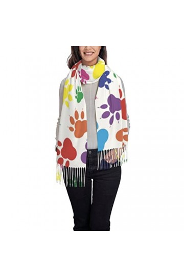 TheEcoWay Écharpe à pampilles Vintage imprimé patte pour femmes, grand châle doux au toucher cachemire, étole légère 197x72 c