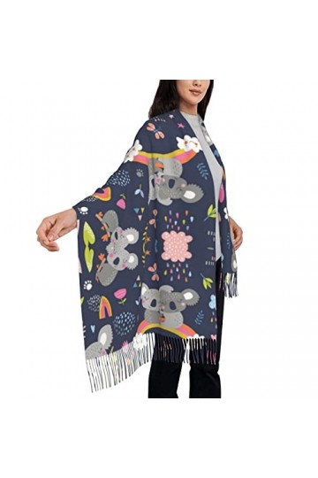 TheEcoWay Écharpe à pampilles motif Koala pour femmes, grand châle doux au toucher cachemire, enveloppe légère, étole 197x72 