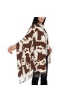 TheEcoWay Écharpe à pampilles à motif de chien marron pour femmes, grand châle doux au toucher cachemire, étole légère 197x72