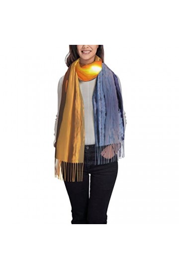 Sea Beach Wave Sun Écharpe à pampilles pour femme - Grand châle doux au toucher cachemire - Étole légère 197 x 72 cm