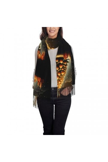 TheEcoWay Cadeau de boule darbre de noël écharpe à pampilles pour femmes, grand châle doux au toucher cachemire, étole légèr