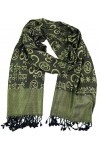 Guru-Boutique, Foulard Viscose Pashmina / étole Avec Motif OM, Vert, Fibresynthétique, Size:Taille Unique, 180x70 cm, Echarpe