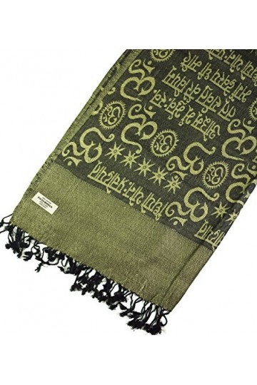 Guru-Boutique, Foulard Viscose Pashmina / étole Avec Motif OM, Vert, Fibresynthétique, Size:Taille Unique, 180x70 cm, Echarpe