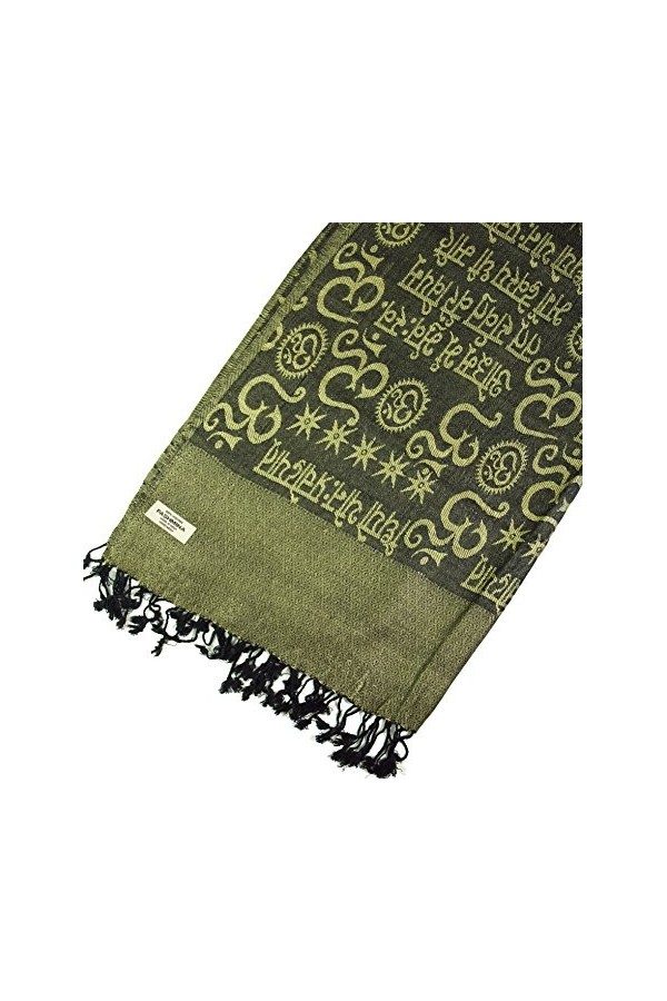 Guru-Boutique, Foulard Viscose Pashmina / étole Avec Motif OM, Vert, Fibresynthétique, Size:Taille Unique, 180x70 cm, Echarpe