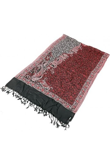 Guru-Boutique, Foulard Viscose Pashmina / étole Avec Motif Paisley, Rouge, Fibresynthétique, Size:Taille Unique, 180x70 cm, E