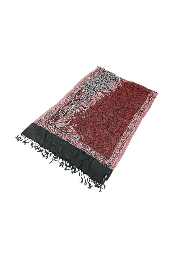 Guru-Boutique, Foulard Viscose Pashmina / étole Avec Motif Paisley, Rouge, Fibresynthétique, Size:Taille Unique, 180x70 cm, E