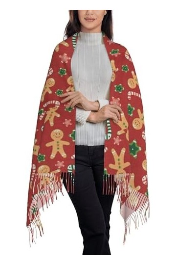 CobydA Écharpe de Noël en forme de pain dépices pour femme, châle pashmina pour robes de soirée, festivals, grande écharpe c