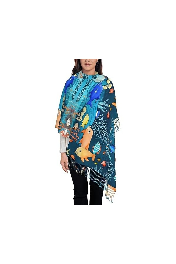 vacsAX Écharpe à franges pour femme - Châle élégant pour lautomne - Chaud et tendance - Cadeau parfait pour les femmes aimen