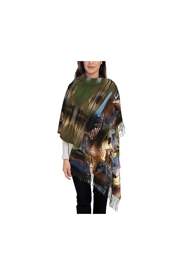 BrUgui Écharpe à franges pour femme – Châle en faux cachemire doux pour un look tendance et confortable – Cadeau pour femme t