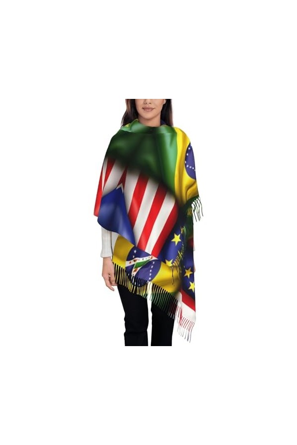 BrUgui Écharpe à franges pour femme – Châle en faux cachemire doux pour un look tendance et confortable – Cadeau pour femme t