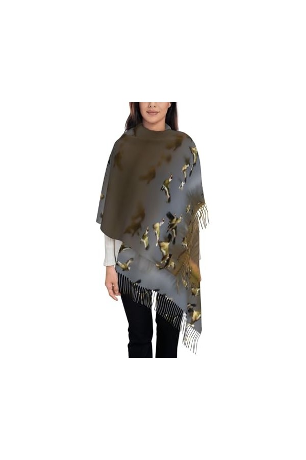 BrUgui Écharpe à franges pour femme – Châle en faux cachemire doux pour un look tendance et confortable – Cadeau pour femmes 