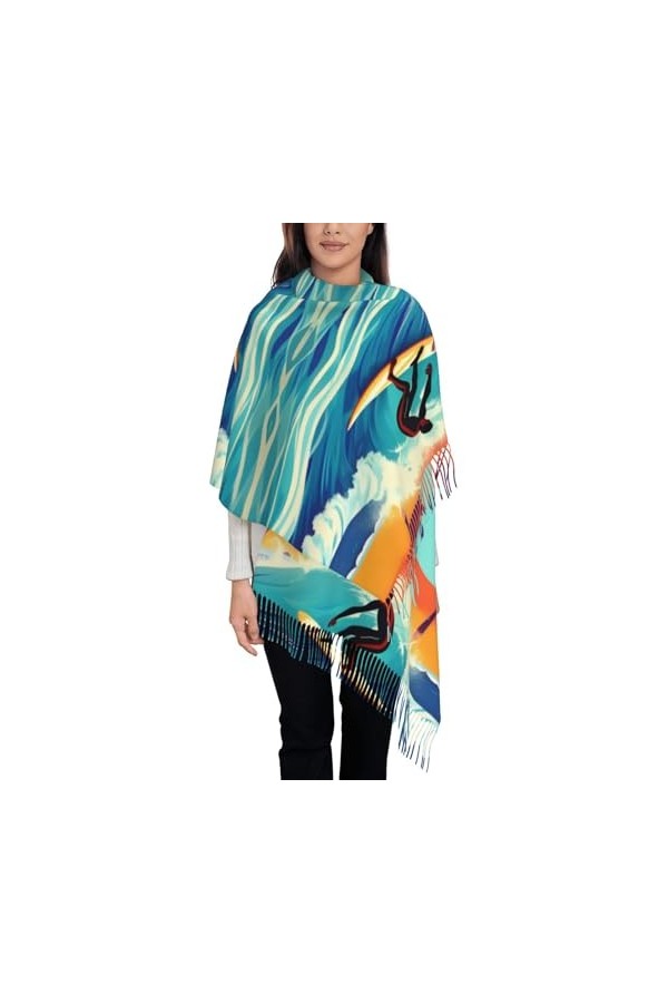 BrUgui Écharpe à franges pour femme – Châle en faux cachemire doux pour un look tendance et confortable – Cadeau pour femmes 