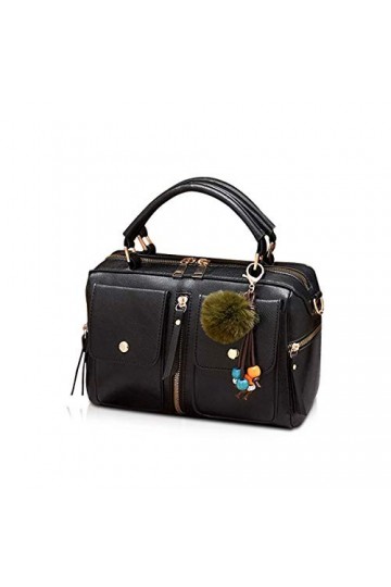 NICOLE & DORIS Femmes Sacs À Main Pompon Sac Style De Mode Zipper Sac À Bandoulière Dames Fourre-Tout Sac Cabas Porté Epaule 