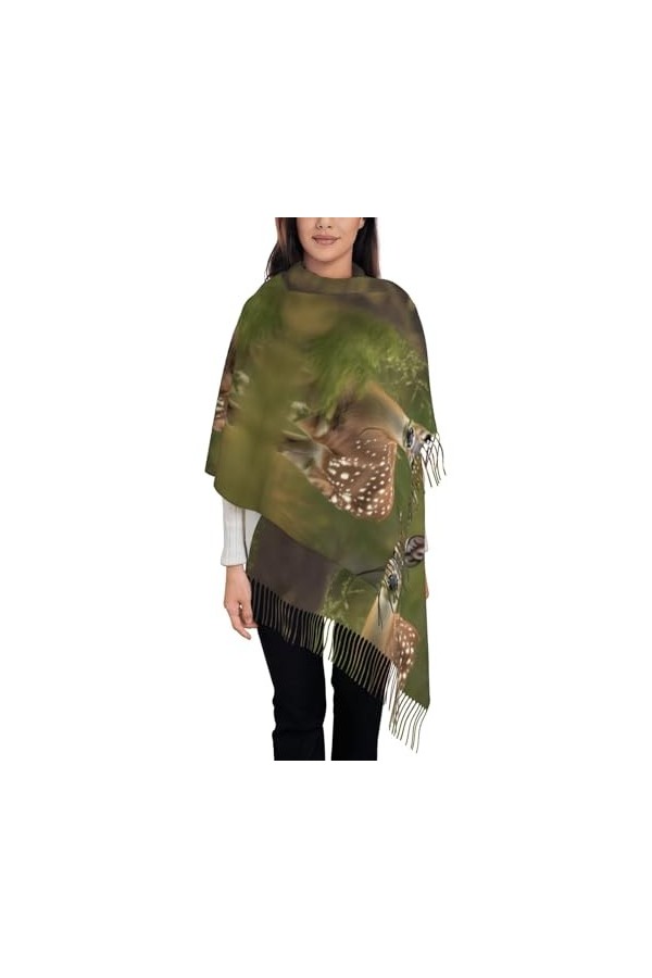 Écharpe à franges pour femme – Châle en faux cachemire doux pour un look tendance et confortable – Cadeau pour femme bouteill