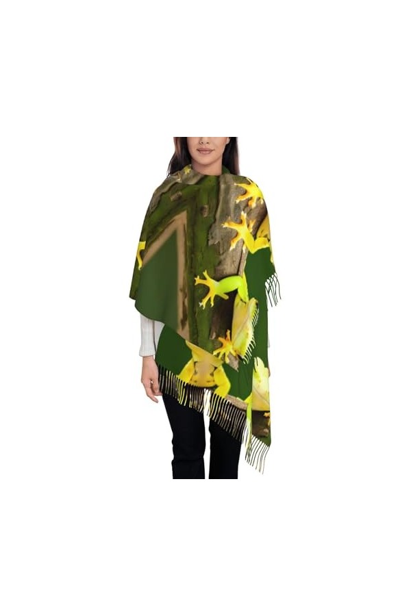 Écharpe à franges pour femme – Châle en faux cachemire doux pour un look tendance et confortable – Cadeau pour femme bouteill