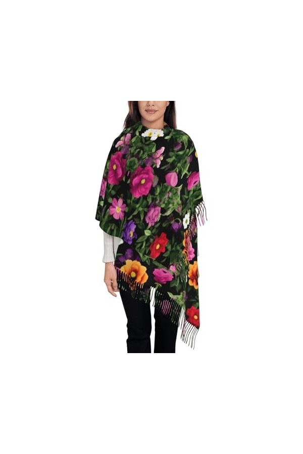 Écharpe à franges pour femme – Châle en faux cachemire doux pour un look tendance et confortable – Cadeau pour femme bouteill