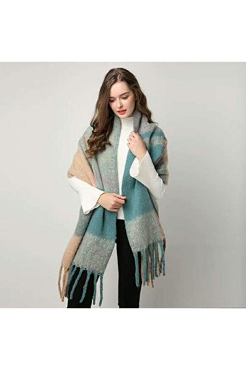 UKKD écharpe Foulard Femme Écharpe Automne Hiver Mode Monochrome Pashmina Écharpes Chauds Tassel Hijab Écharpe,Je