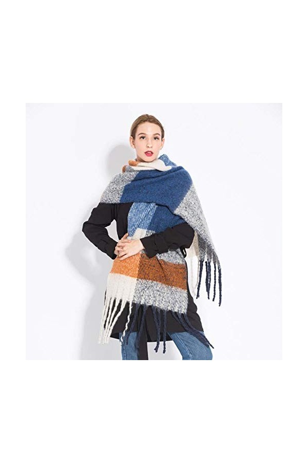 UKKD écharpe Foulard Femme Écharpe Automne Hiver Mode Monochrome Pashmina Écharpes Chauds Tassel Hijab Écharpe,Je