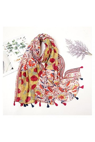 ZZLLFF Floral Tassel Viscose Châle Écharpe Ladelle Wrap Pashmina Sole Hijab Color : 18, Size : 180 * 90Cm 