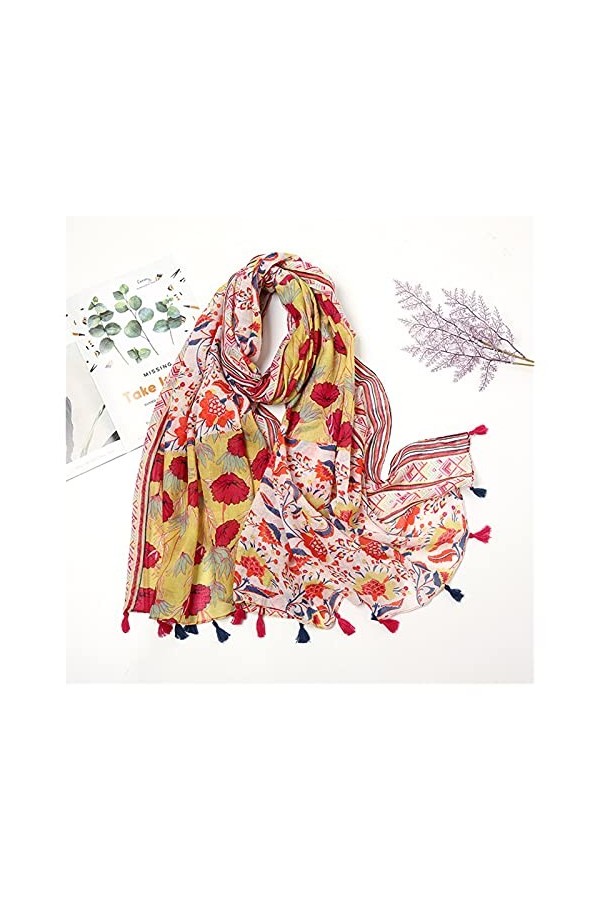ZZLLFF Floral Tassel Viscose Châle Écharpe Ladelle Wrap Pashmina Sole Hijab Color : 18, Size : 180 * 90Cm 