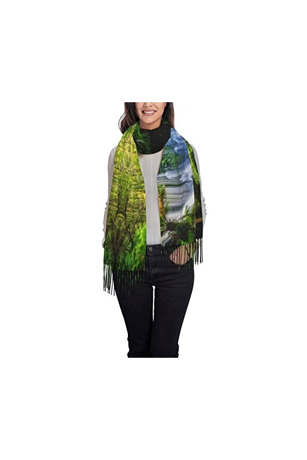 ASEELO Écharpe au toucher cachemire – Foulard léger tournesol jaune pour femme, grand châle et écharpe, drapeau britannique, 