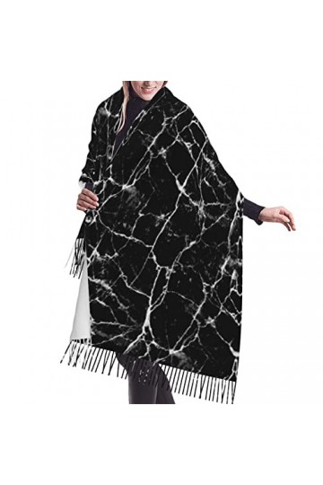 Écharpe au toucher cachemire – Écharpe légère en peau de serpent noire et blanche pour femme, grands châles et écharpes pour 