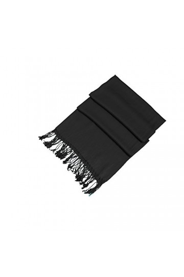 Sakkas 198cm x 71cm Touché soyeux Couleur Unie Type Pashmina Châle/Echarpe/Etole - Noir