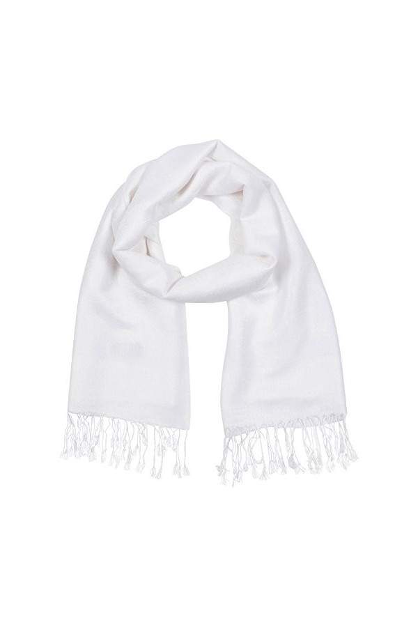 Sakkas 70" x 28" souple Pashmina Feel varié Paisley Conception châle/Wrap/Stole - White