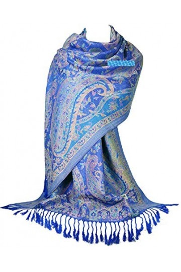 GFM® Châle style pashmina motif mosaïque florale MSC-A , Msc11-bleu roi, L