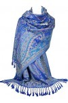 GFM® Châle style pashmina motif mosaïque florale MSC-A , Msc11-bleu roi, L