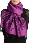 LissKiss Roses Frame On Orchid Purple Pashmina Feel With Tassels - Violet ?charpe Taille Unique 70cm x 180cm 