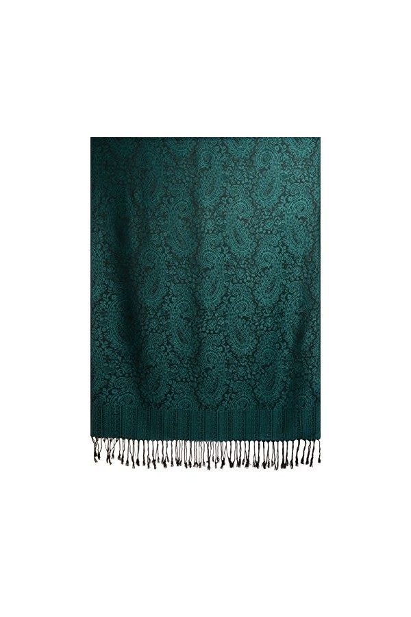 LissKiss Prussian Blue & Black Paisleys Pashmina Feel With Tassels - Bleu ?charpe Taille Unique - 70cm x 180cm