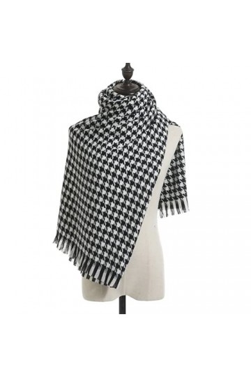 QLWY Echarpe Carreaux, Pashmina Châle Wrap, Écharpe Pied de Poule Souple Confortable, Longue Écharpe, pour Femmes Hommes en A